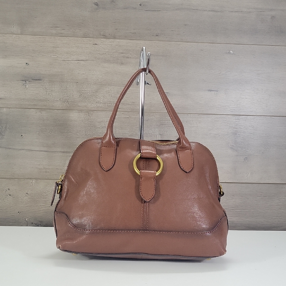 Frye Leather Ring Dome Brown Satchel Handbag Purse Hobo